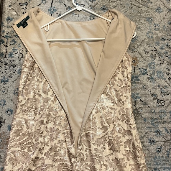 Lauren Ralph Lauren Champagne Sequin Floral Jacquard Dress - Picture 9 of 15